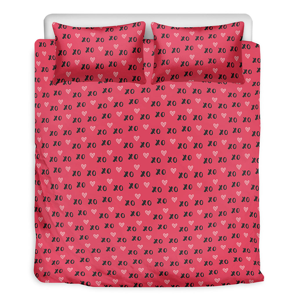 Valentine's Day XOXO Pattern Print Duvet Cover Bedding Set