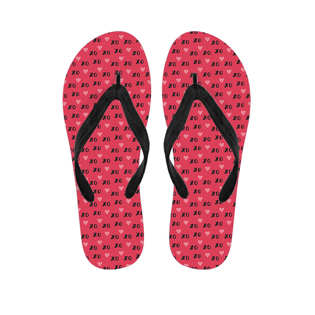 Valentine's Day XOXO Pattern Print Flip Flops