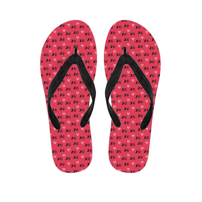 Valentine's Day XOXO Pattern Print Flip Flops