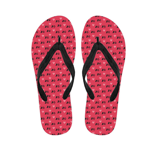 Valentine's Day XOXO Pattern Print Flip Flops