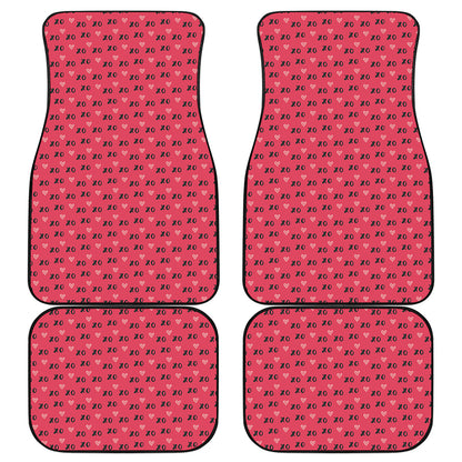Valentine's Day XOXO Pattern Print Front and Back Car Floor Mats