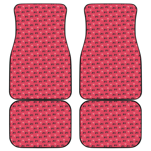 Valentine's Day XOXO Pattern Print Front and Back Car Floor Mats