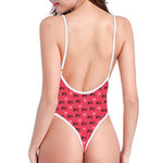 Valentine's Day XOXO Pattern Print One Piece High Cut Swimsuit