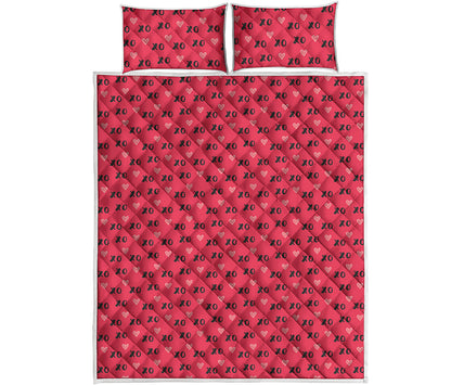 Valentine's Day XOXO Pattern Print Quilt Bed Set