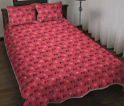 Valentine's Day XOXO Pattern Print Quilt Bed Set