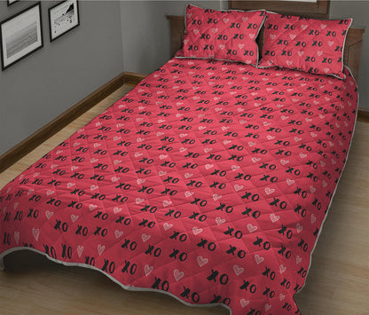 Valentine's Day XOXO Pattern Print Quilt Bed Set