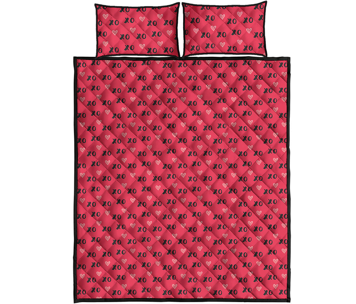Valentine's Day XOXO Pattern Print Quilt Bed Set