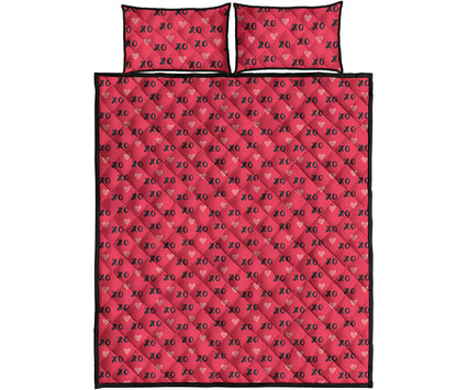 Valentine's Day XOXO Pattern Print Quilt Bed Set