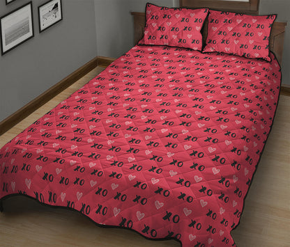 Valentine's Day XOXO Pattern Print Quilt Bed Set
