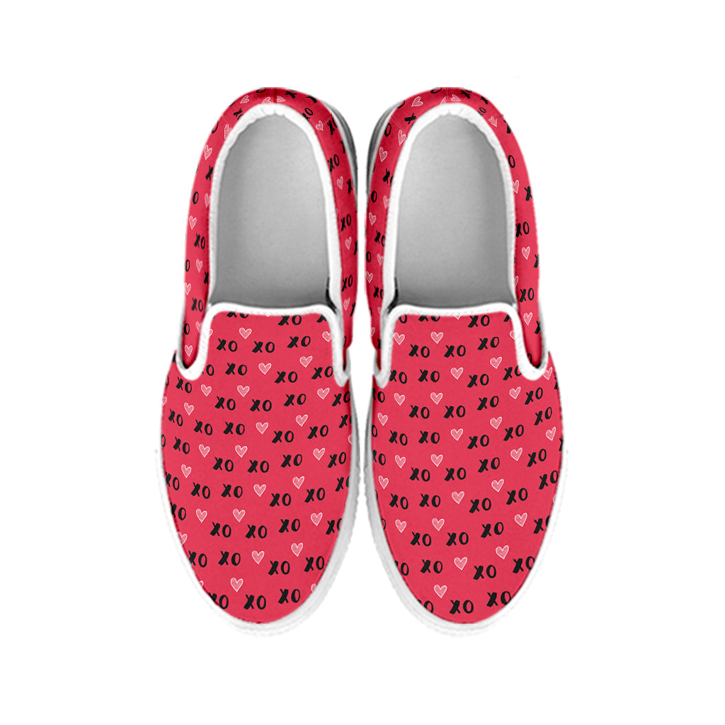 Valentine's Day XOXO Pattern Print White Slip On Shoes