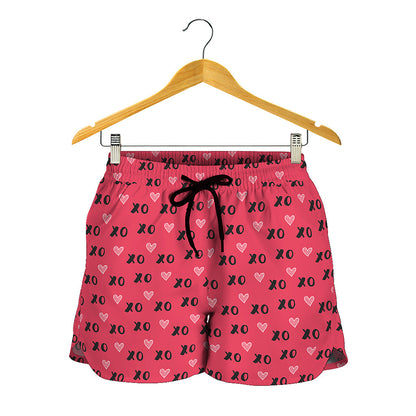 Valentine's Day XOXO Pattern Print Women's Shorts