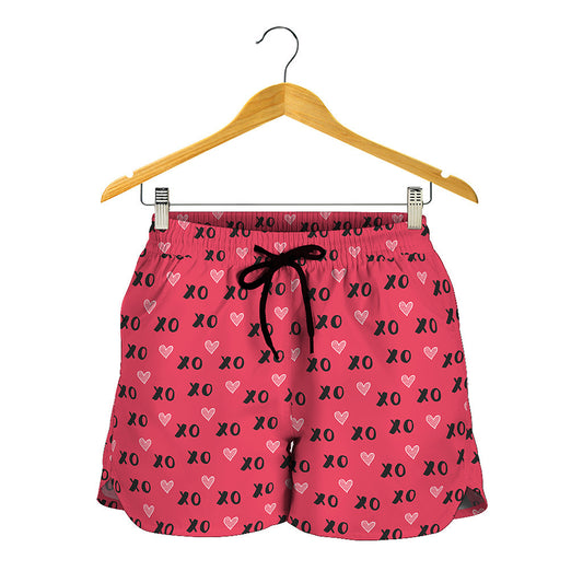 Valentine's Day XOXO Pattern Print Women's Shorts