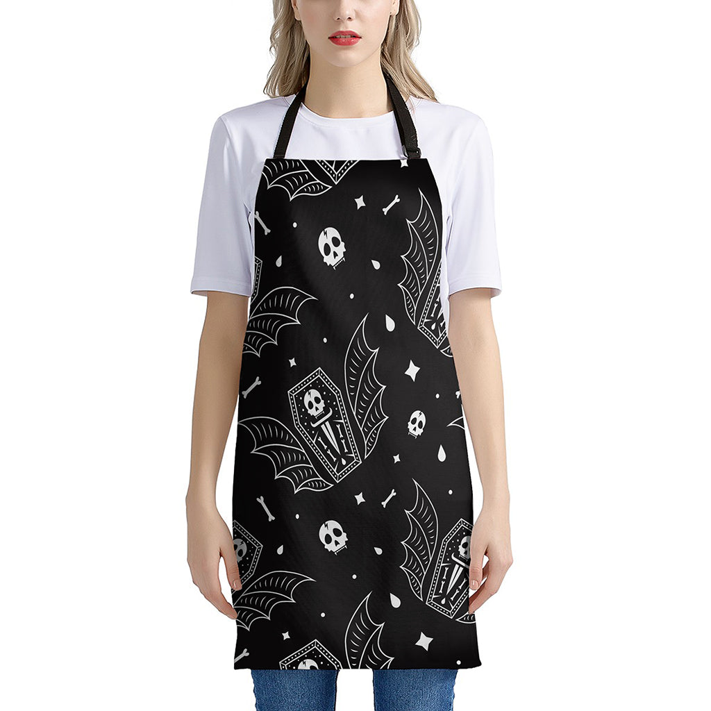 Vampire Coffin Pattern Print Apron