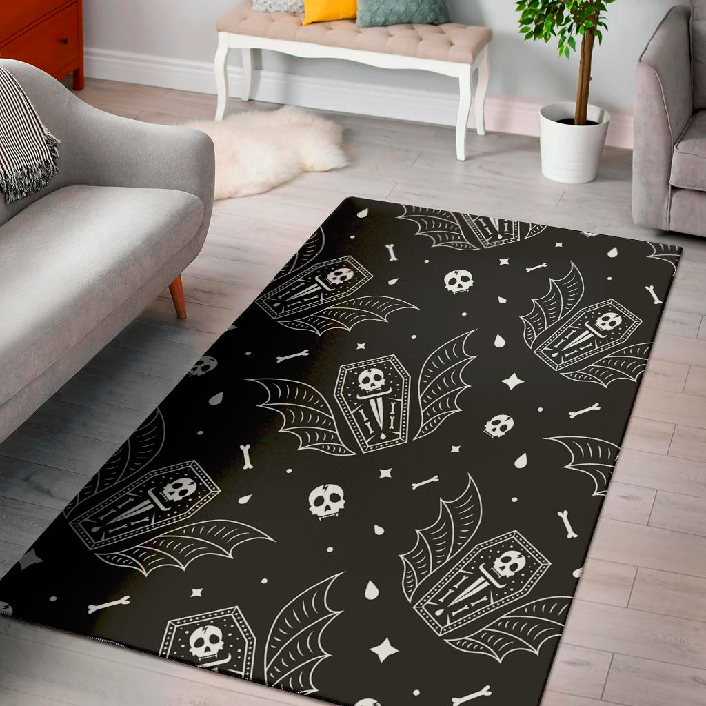 Vampire Coffin Pattern Print Area Rug