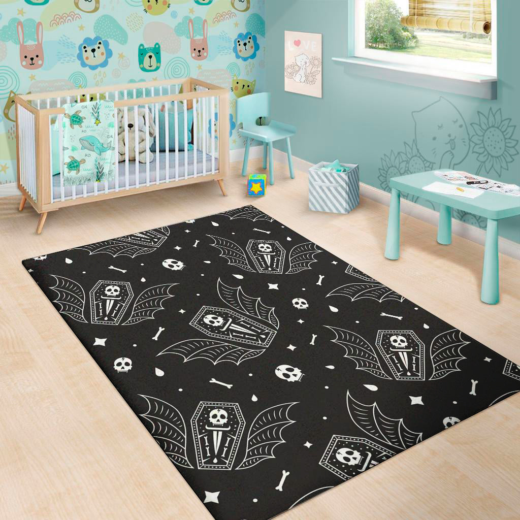 Vampire Coffin Pattern Print Area Rug