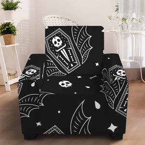 Vampire Coffin Pattern Print Armchair Slipcover