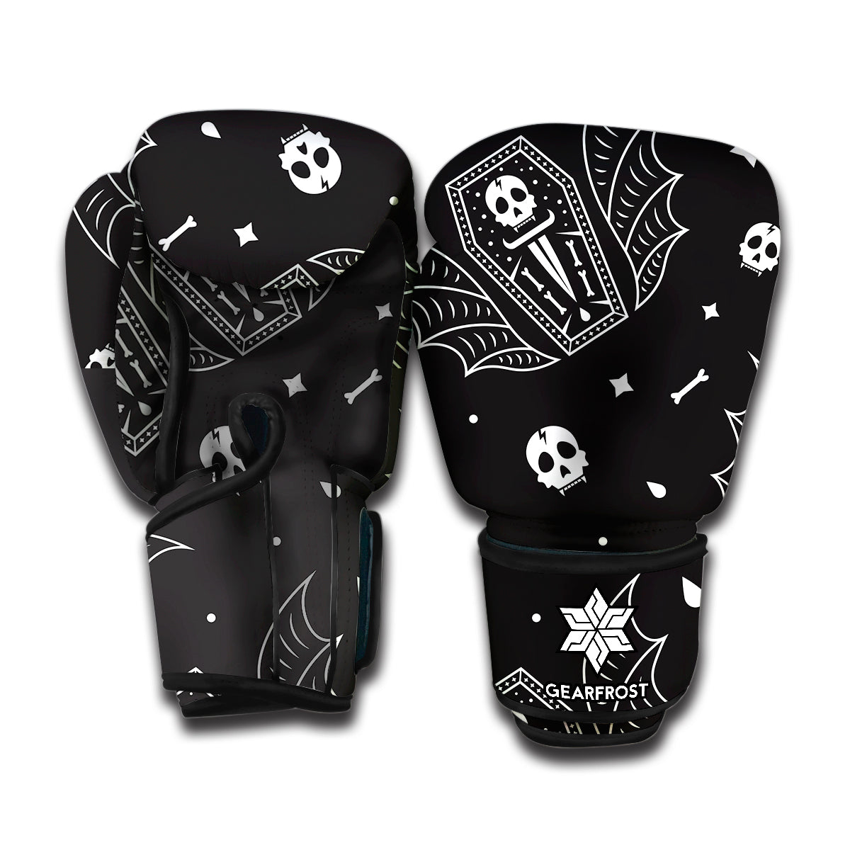 Vampire Coffin Pattern Print Boxing Gloves