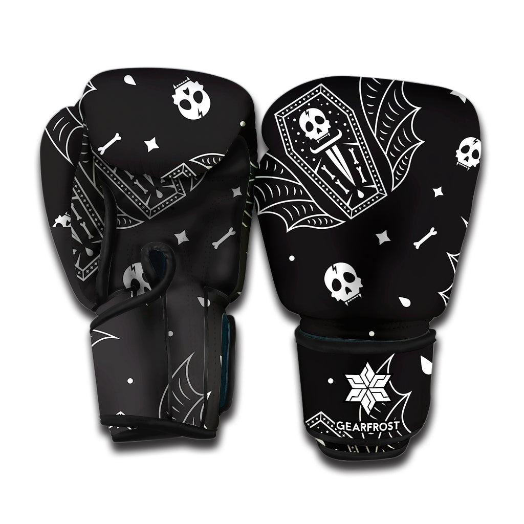 Vampire Coffin Pattern Print Boxing Gloves