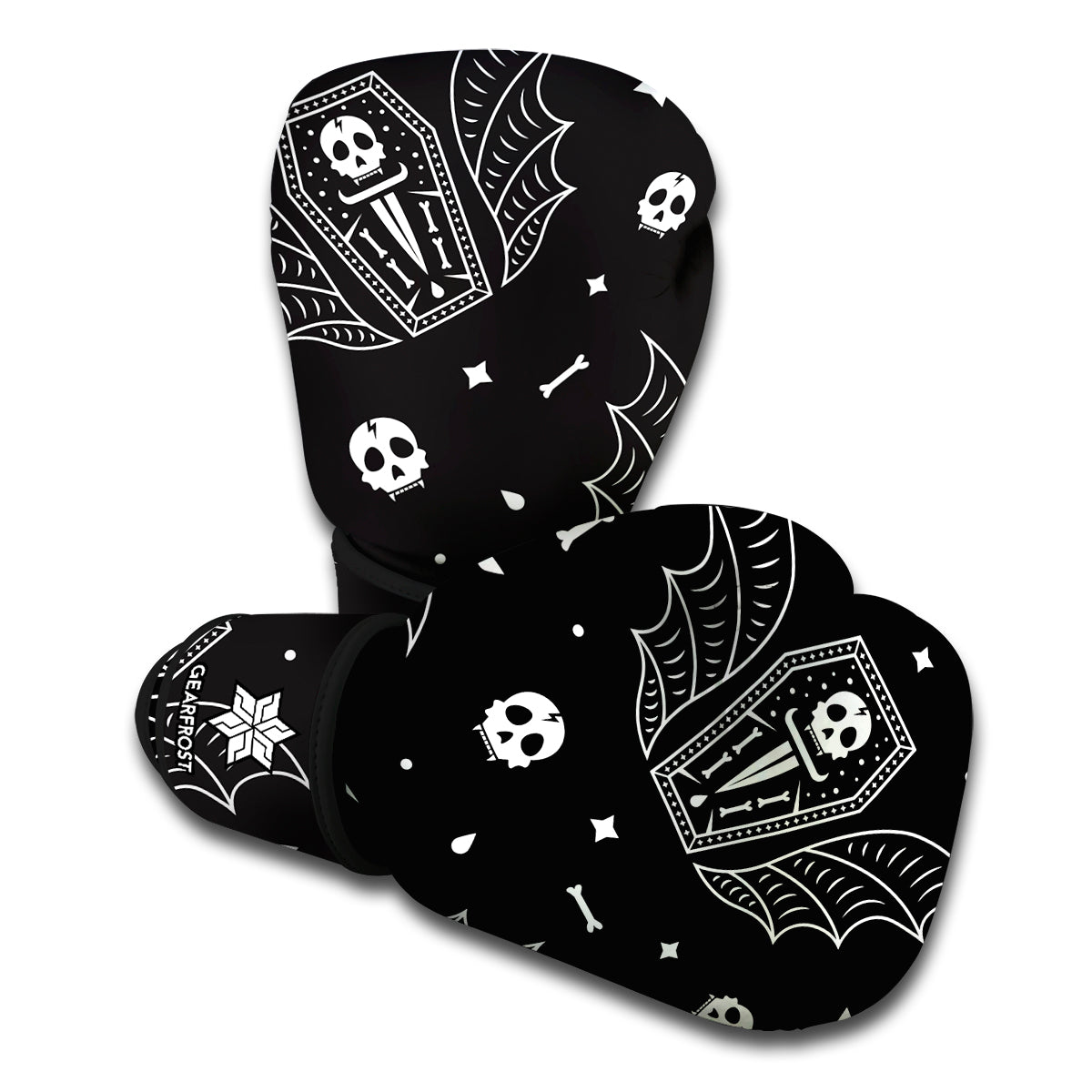 Vampire Coffin Pattern Print Boxing Gloves