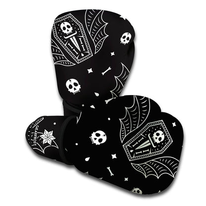 Vampire Coffin Pattern Print Boxing Gloves