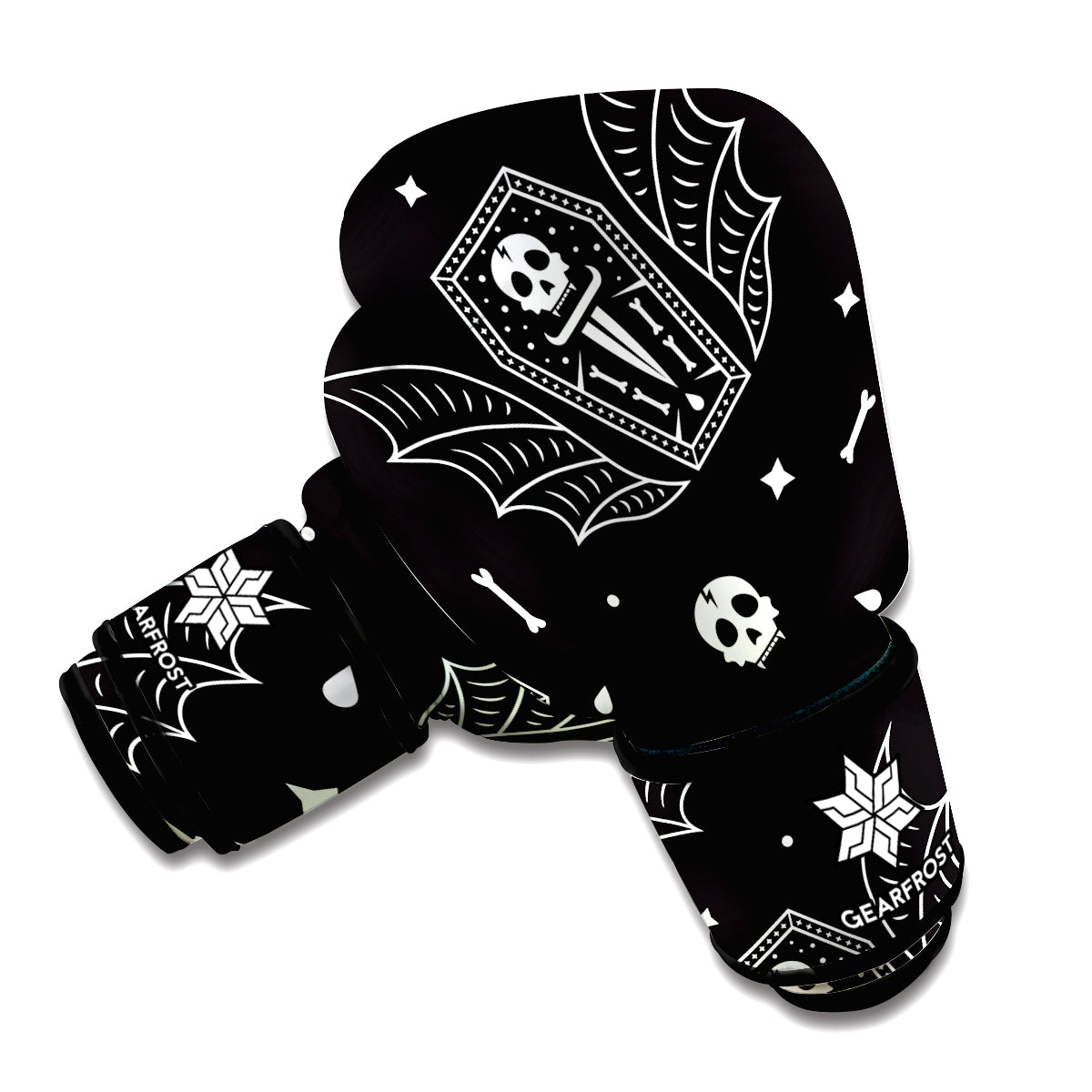 Vampire Coffin Pattern Print Boxing Gloves