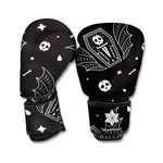 Vampire Coffin Pattern Print Boxing Gloves