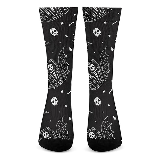 Vampire Coffin Pattern Print Crew Socks