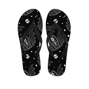 Vampire Coffin Pattern Print Flip Flops