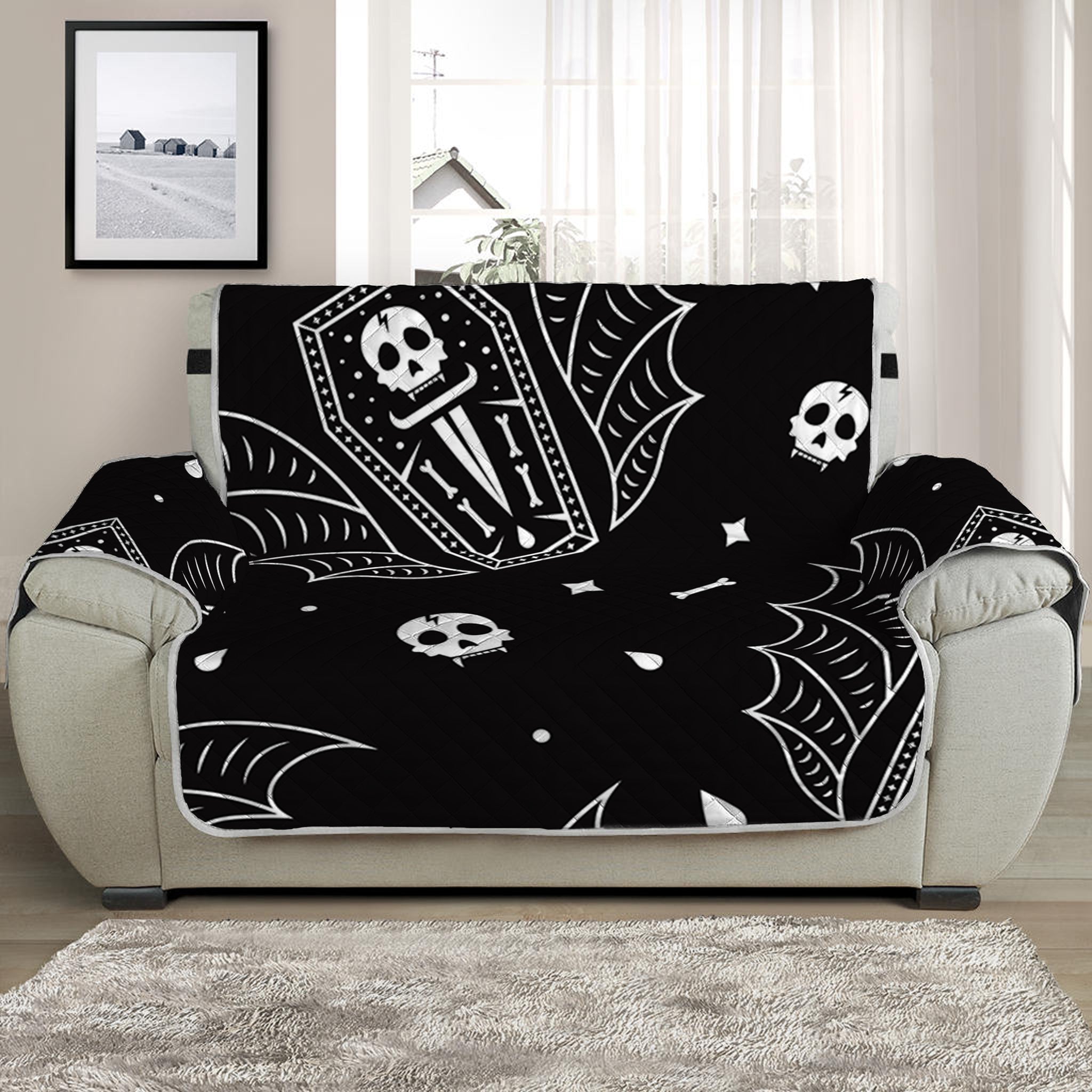 Vampire Coffin Pattern Print Half Sofa Protector