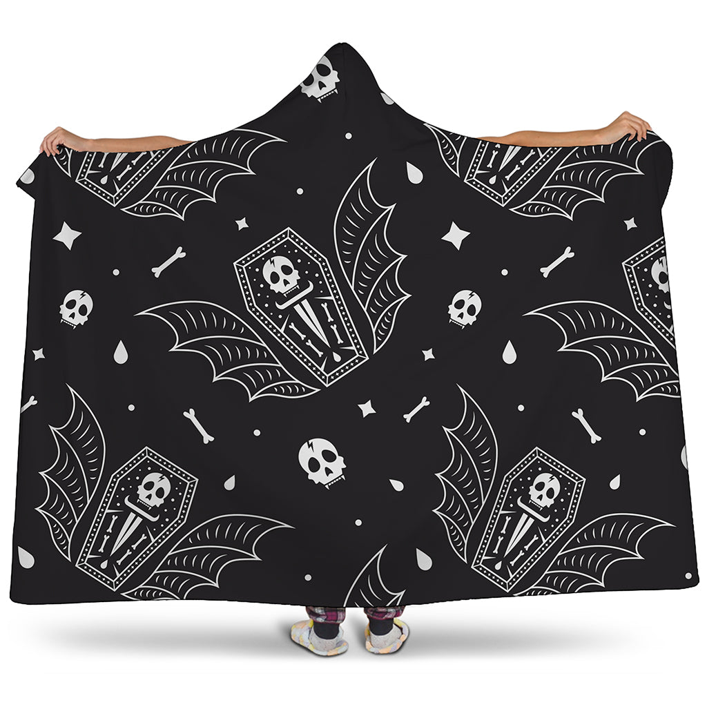 Vampire Coffin Pattern Print Hooded Blanket