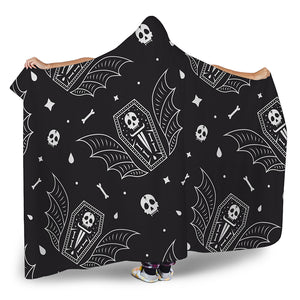 Vampire Coffin Pattern Print Hooded Blanket