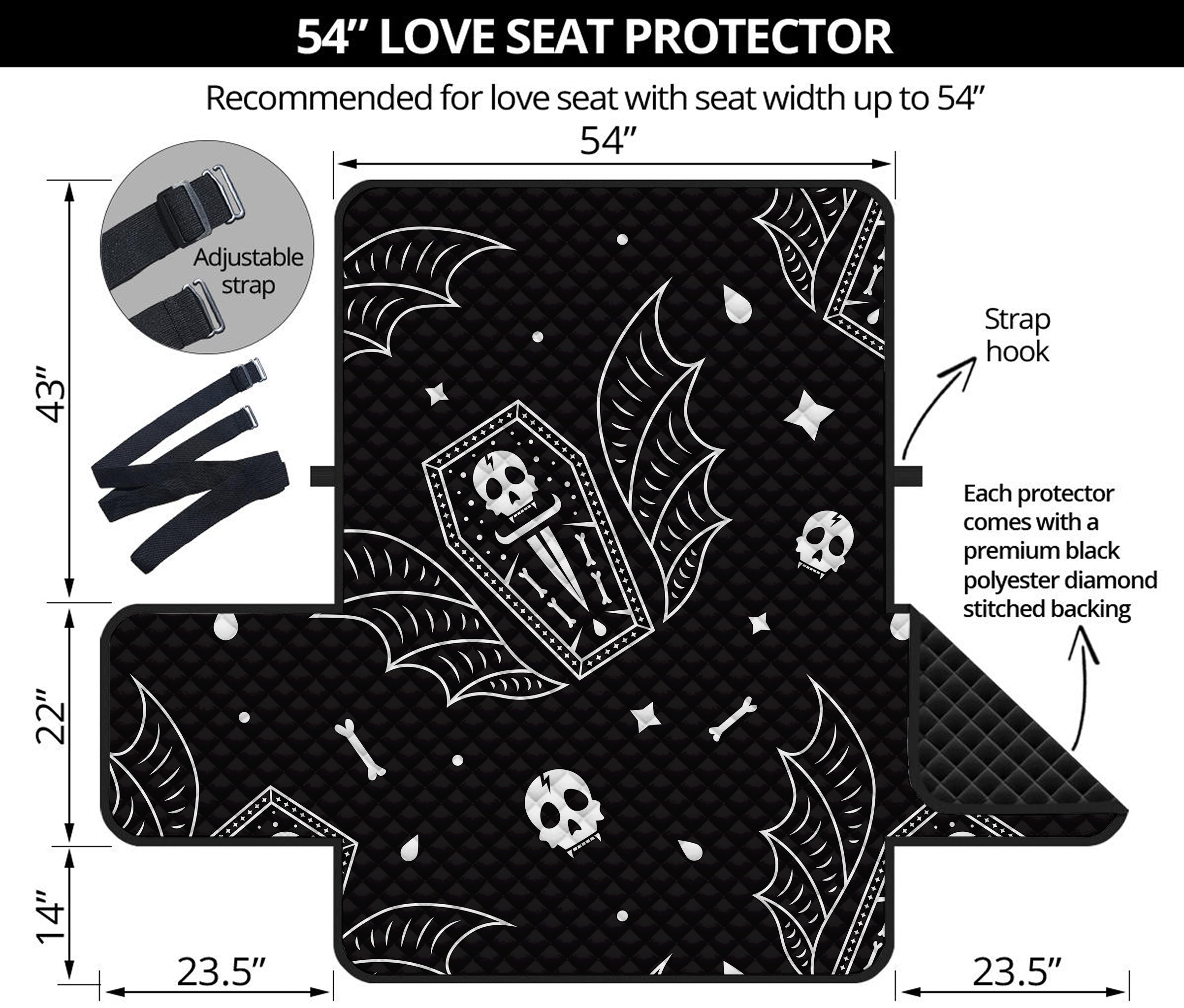 Vampire Coffin Pattern Print Loveseat Protector