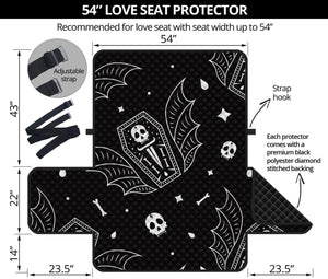 Vampire Coffin Pattern Print Loveseat Protector