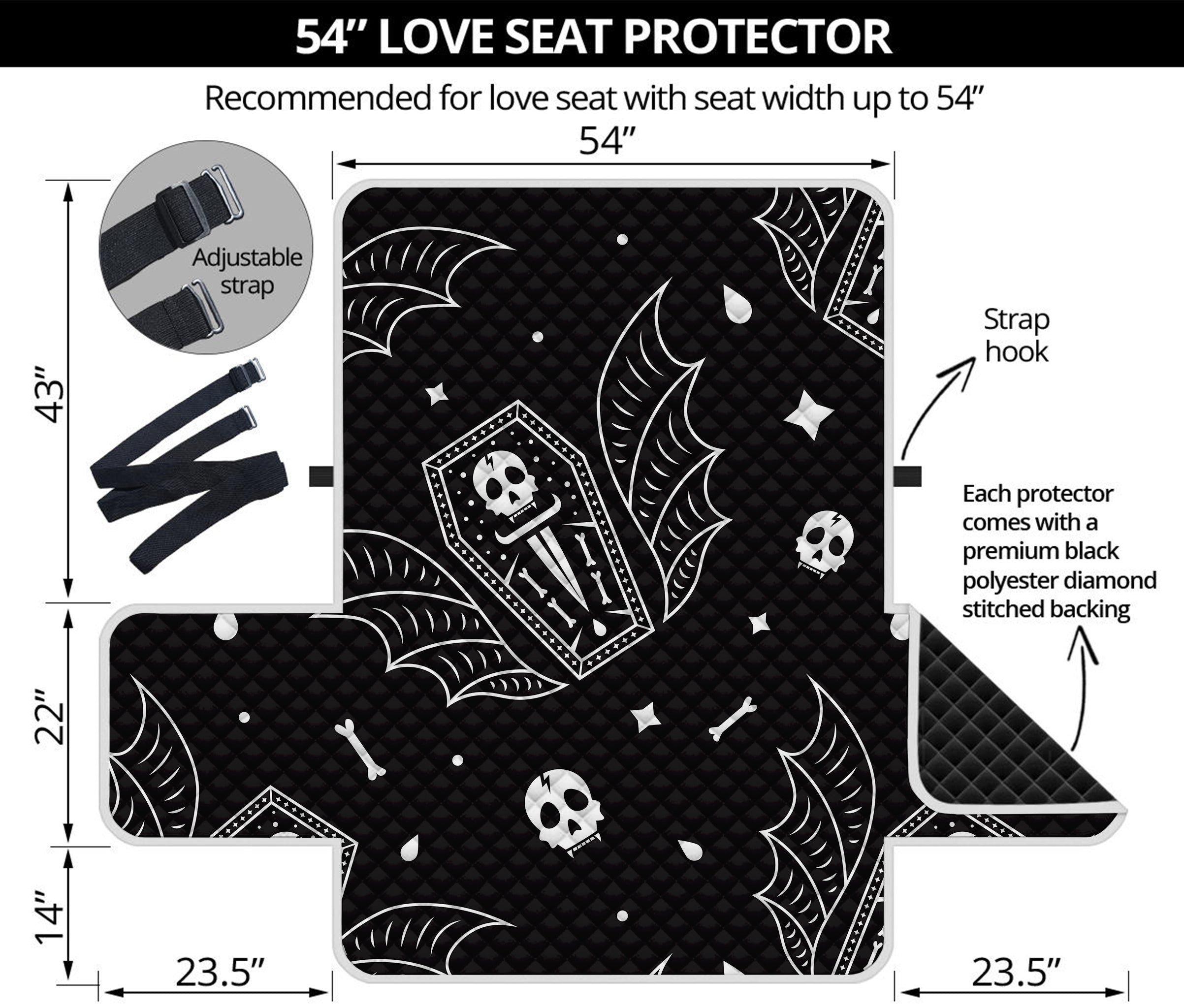 Vampire Coffin Pattern Print Loveseat Protector