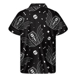 Vampire Coffin Pattern Print Men's Short Sleeve Shirt