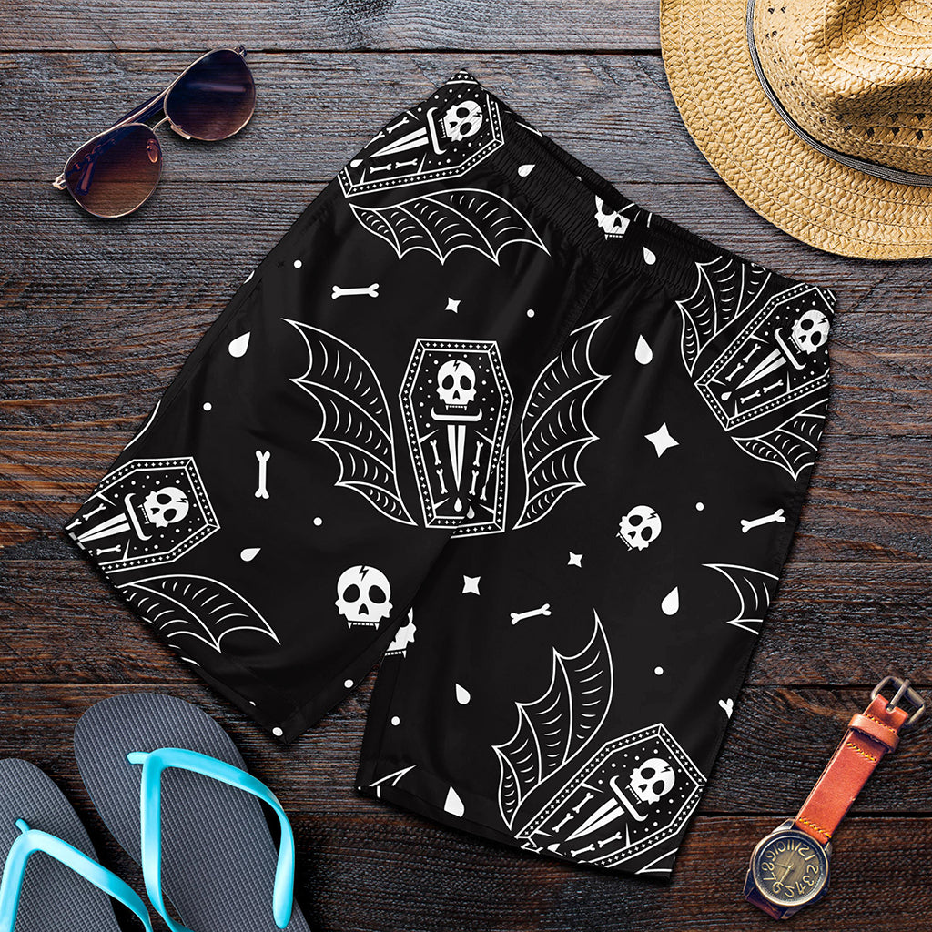 Vampire Coffin Pattern Print Men's Shorts