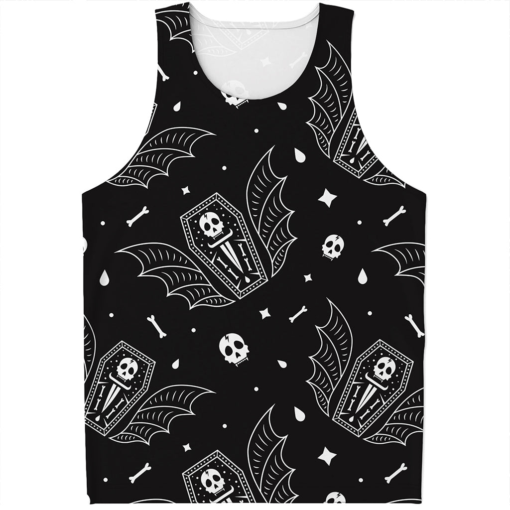 Vampire Coffin Pattern Print Men's Tank Top