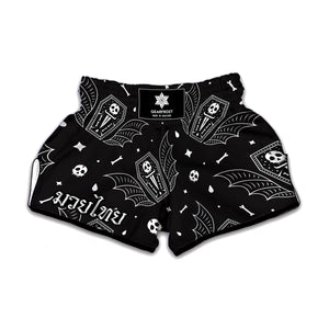 Vampire Coffin Pattern Print Muay Thai Boxing Shorts