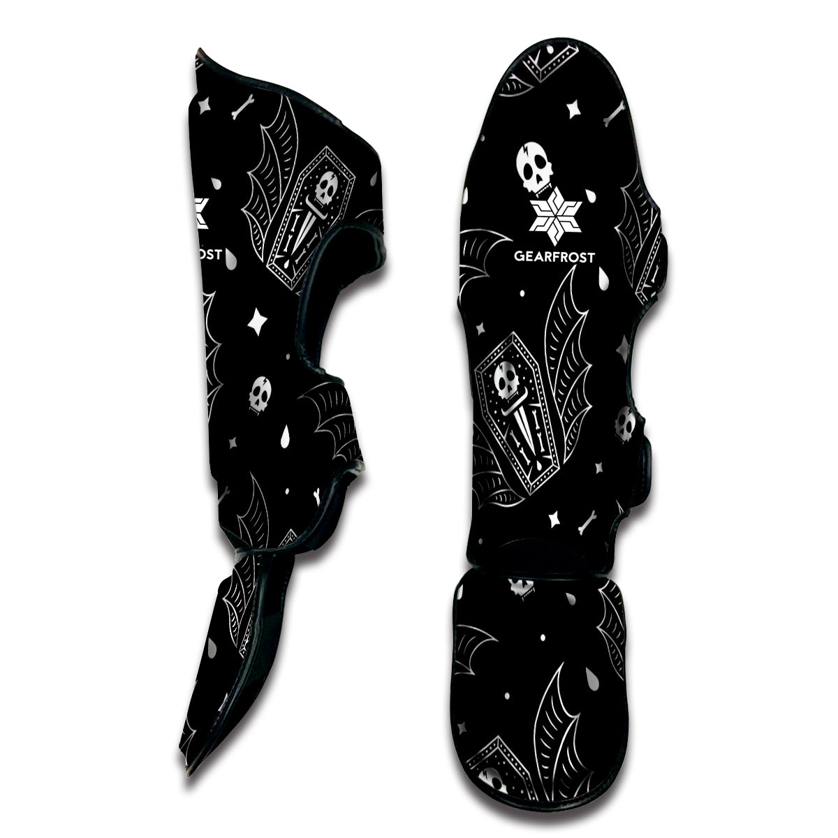 Vampire Coffin Pattern Print Muay Thai Shin Guard