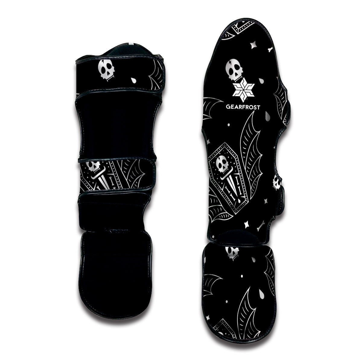 Vampire Coffin Pattern Print Muay Thai Shin Guard