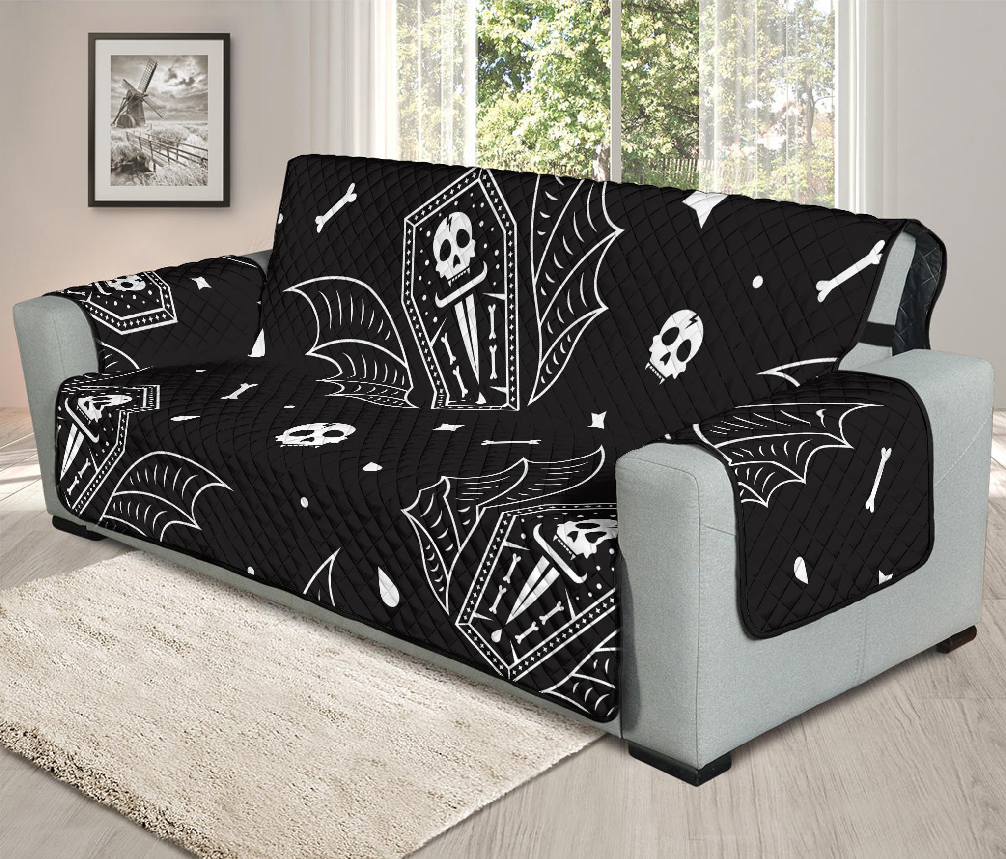 Vampire Coffin Pattern Print Oversized Sofa Protector