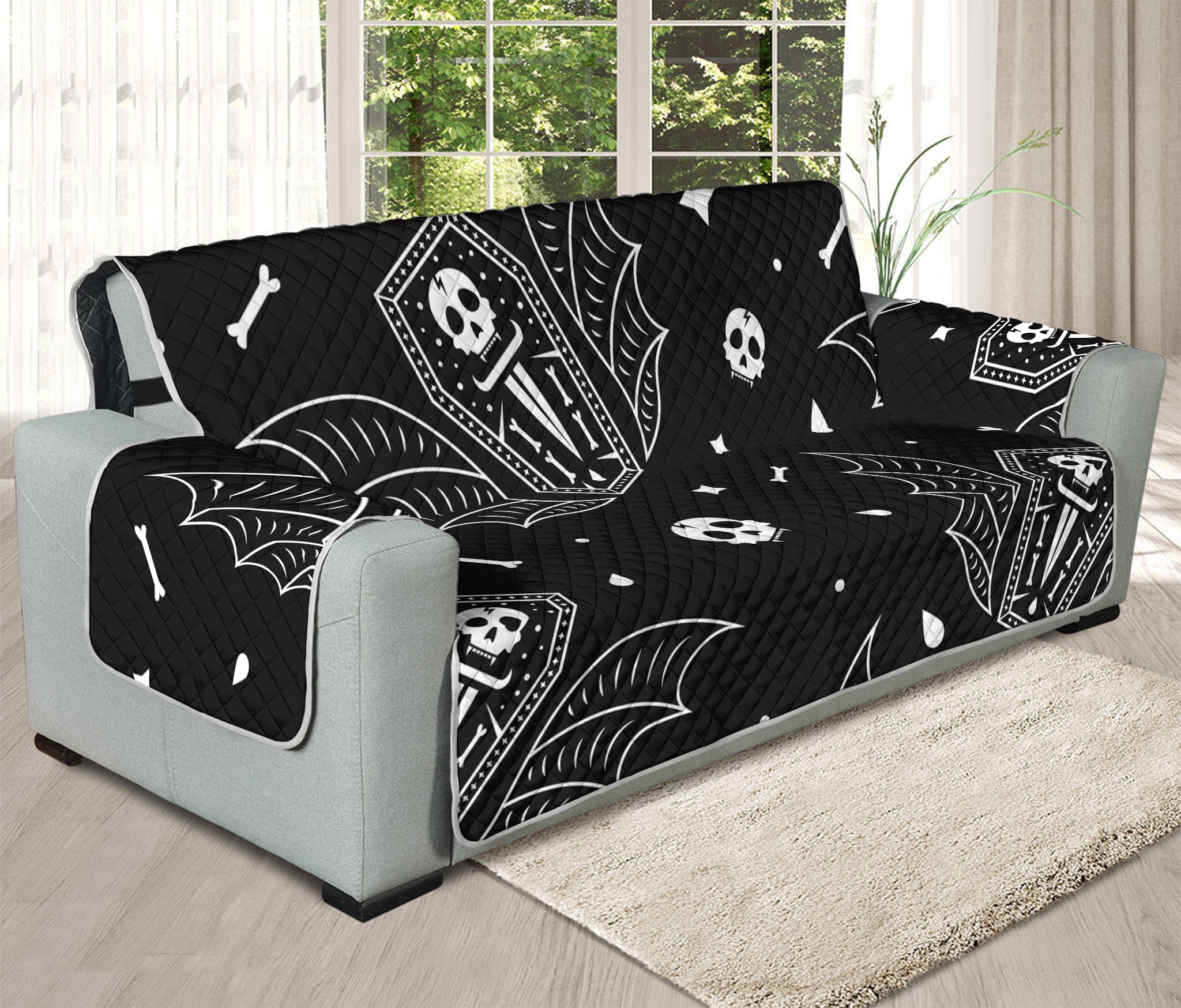 Vampire Coffin Pattern Print Oversized Sofa Protector