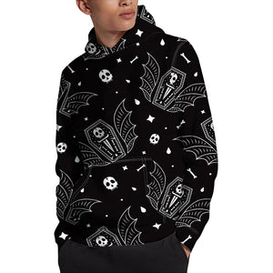 Vampire Coffin Pattern Print Pullover Hoodie