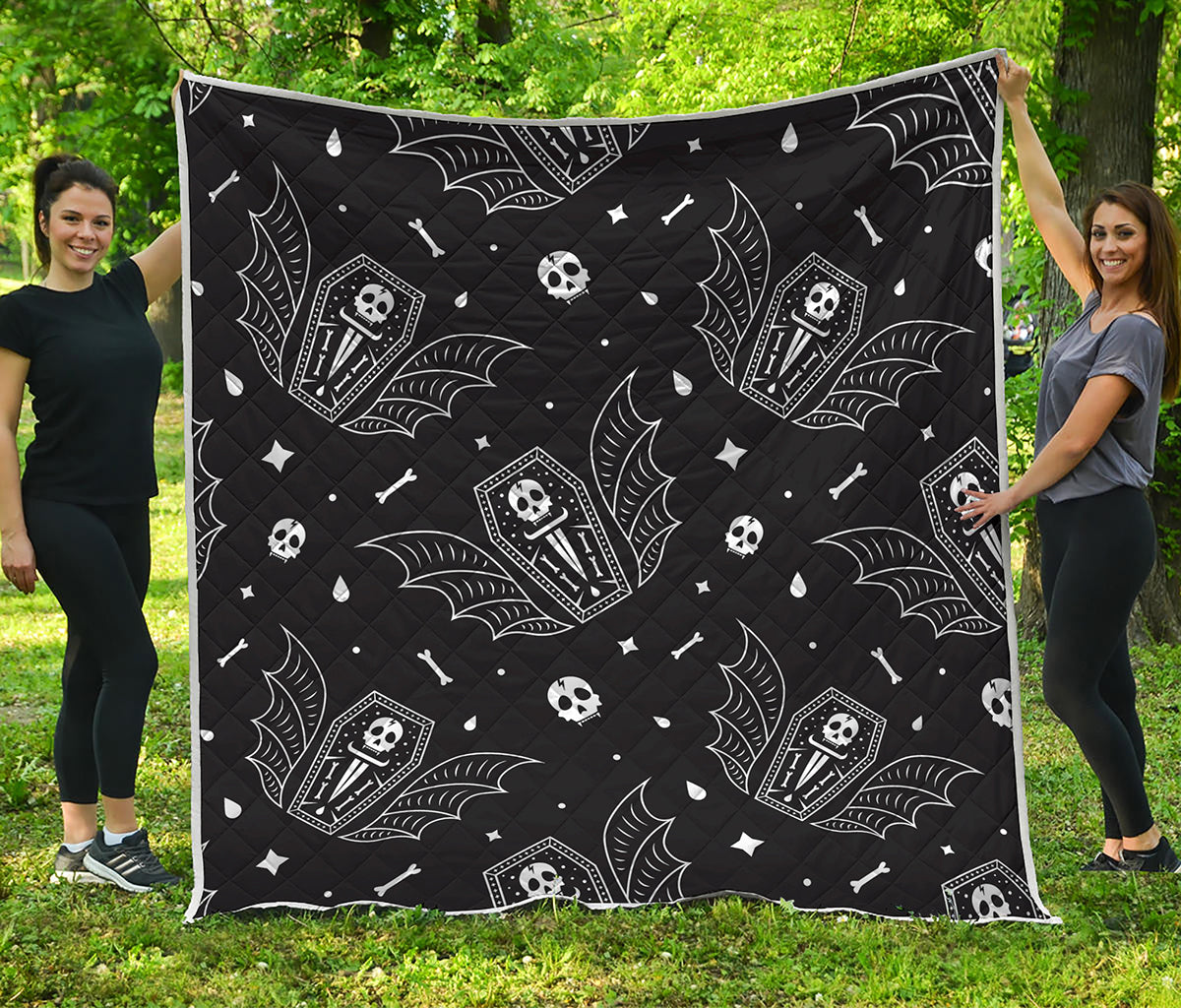 Vampire Coffin Pattern Print Quilt