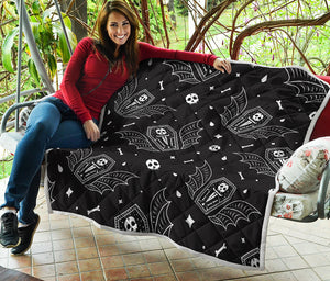 Vampire Coffin Pattern Print Quilt