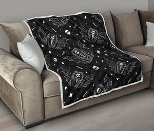 Vampire Coffin Pattern Print Quilt