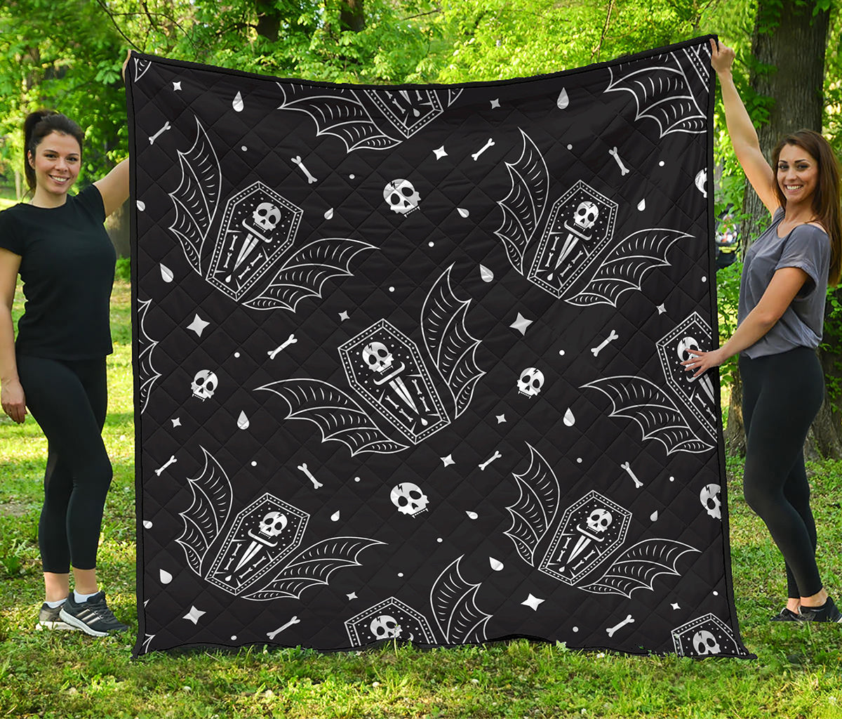 Vampire Coffin Pattern Print Quilt