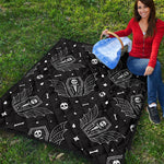 Vampire Coffin Pattern Print Quilt