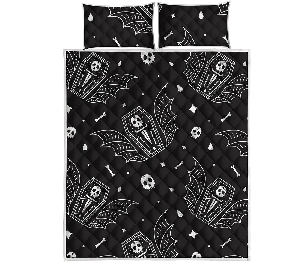 Vampire Coffin Pattern Print Quilt Bed Set