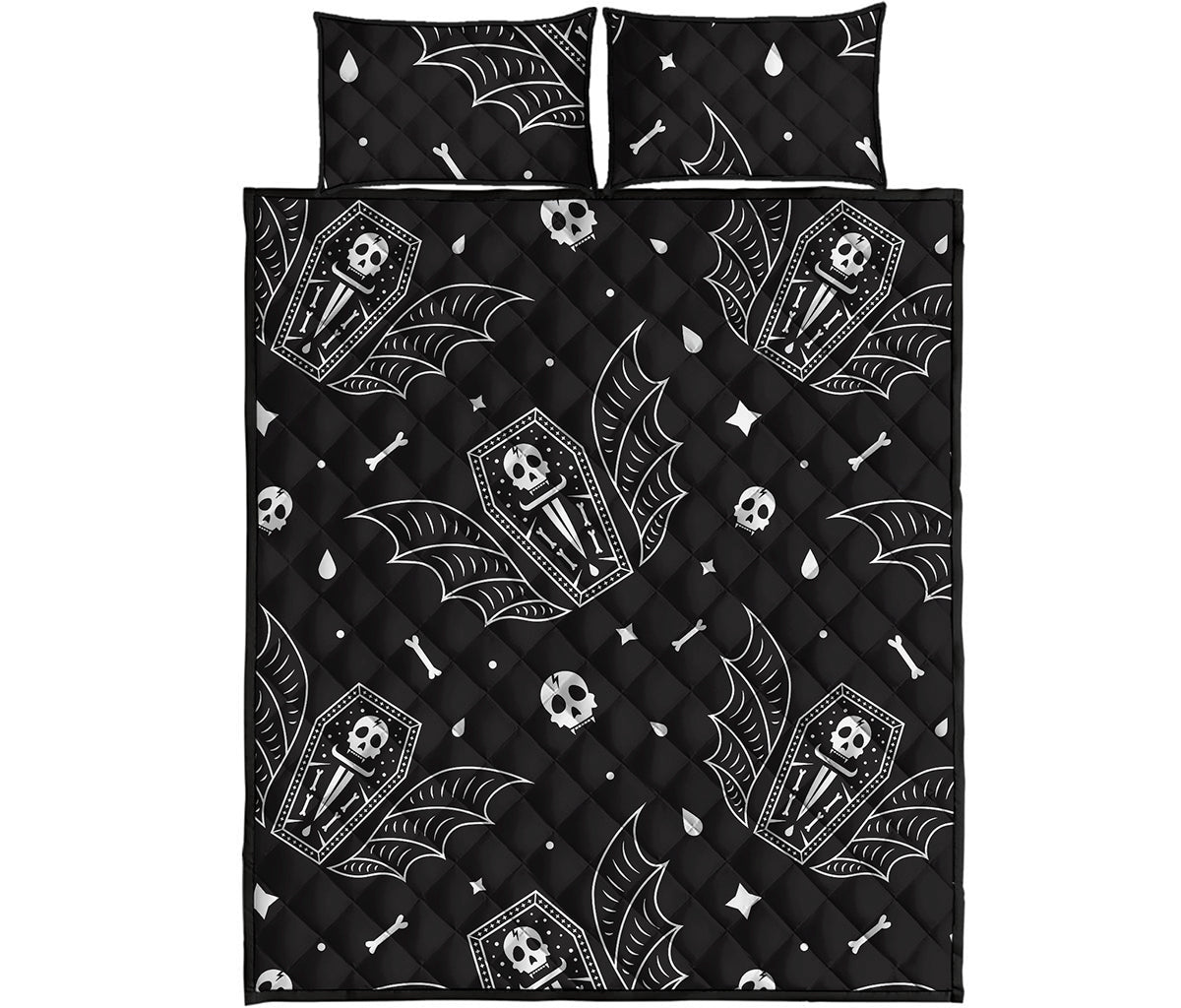 Vampire Coffin Pattern Print Quilt Bed Set